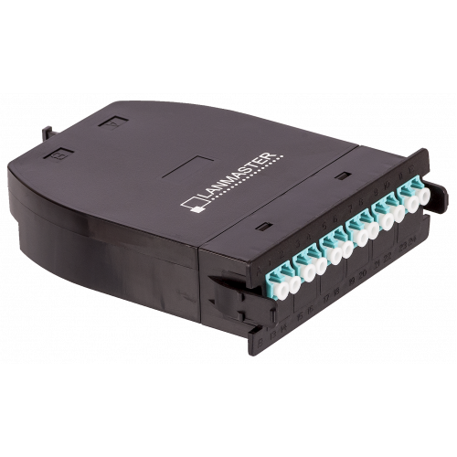 MPO кассета OM3, 12xLC, тип B, низкие потери, черная